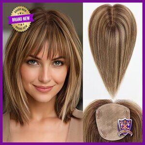 Large Coverage Human Hair Topper with Bangs for Thinning Hair